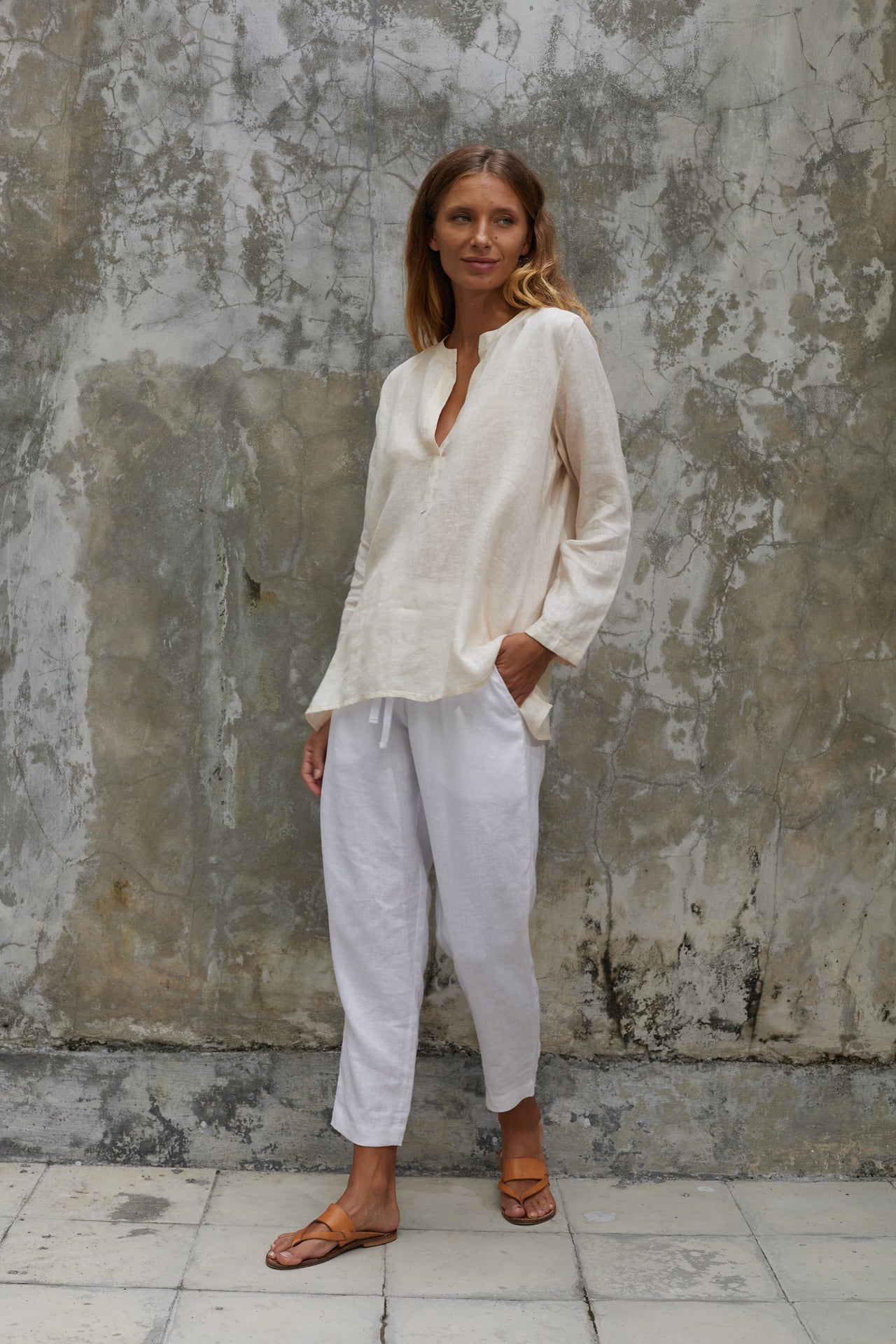 lucia linen kaftan top